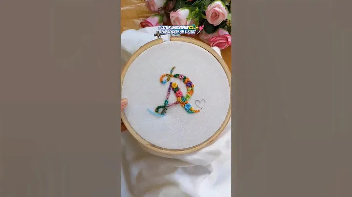 A Letter with hand mbroidery t-shirt design 🍁🌼#embroidery #handwork  #shortvideo #ontrending